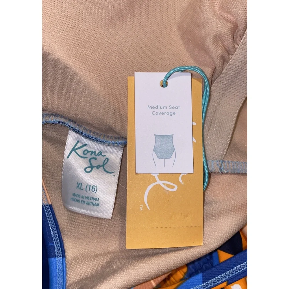 NWT Kona Sol Twist-Front Shirred Full Coverage One Piece Swimsuit  XL - Picture 3 of 8